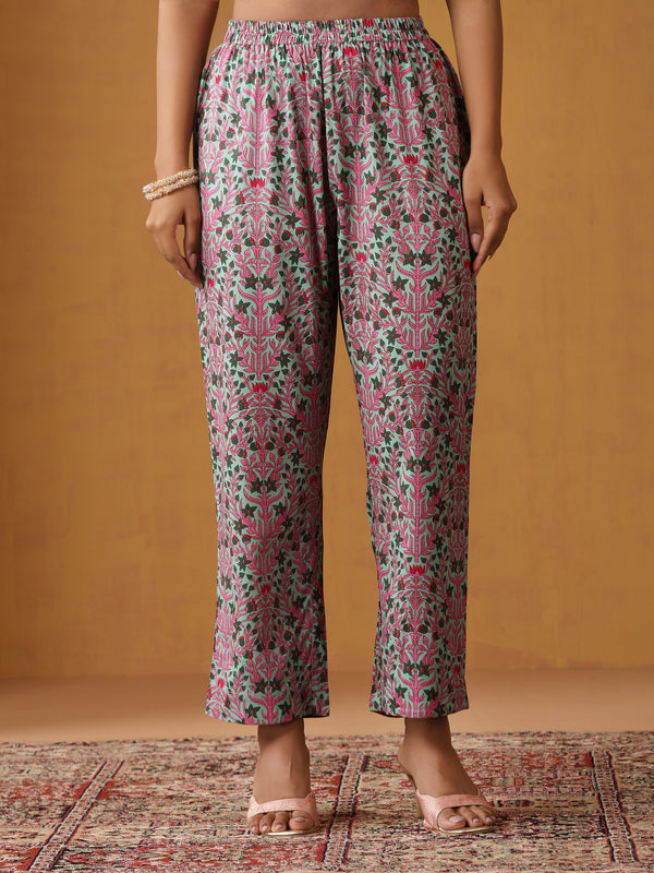 Khushal K Women Floral Printed Sleeveless Pure Cotton Kurta Set