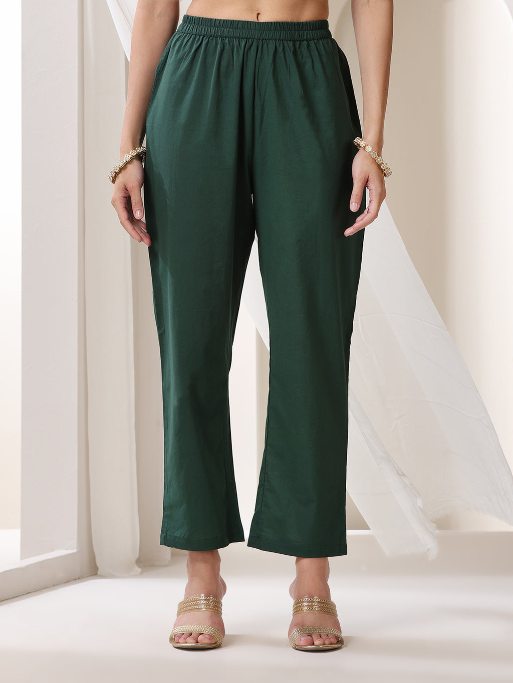 Floral Yoke Design V-Neck Pleated Anarkali Kurta With Palazzos & Dupatta