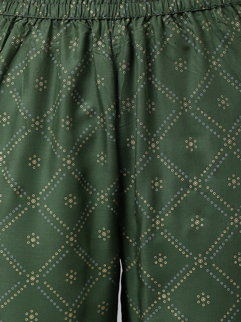 Green printed Kurta with Palazzos with dupatta