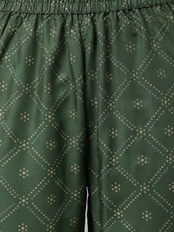 Green printed Kurta with Palazzos with dupatta