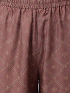 Brown solid Kurta with Trousers with dupatta