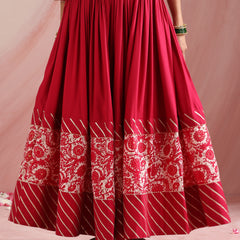 Pink Floral Printed Gotta Patti Ready to Wear Lehenga & Choli With Dupatta