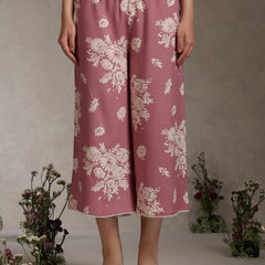 Floral Printed Mauve Co-ord Set with Flared Sleeves