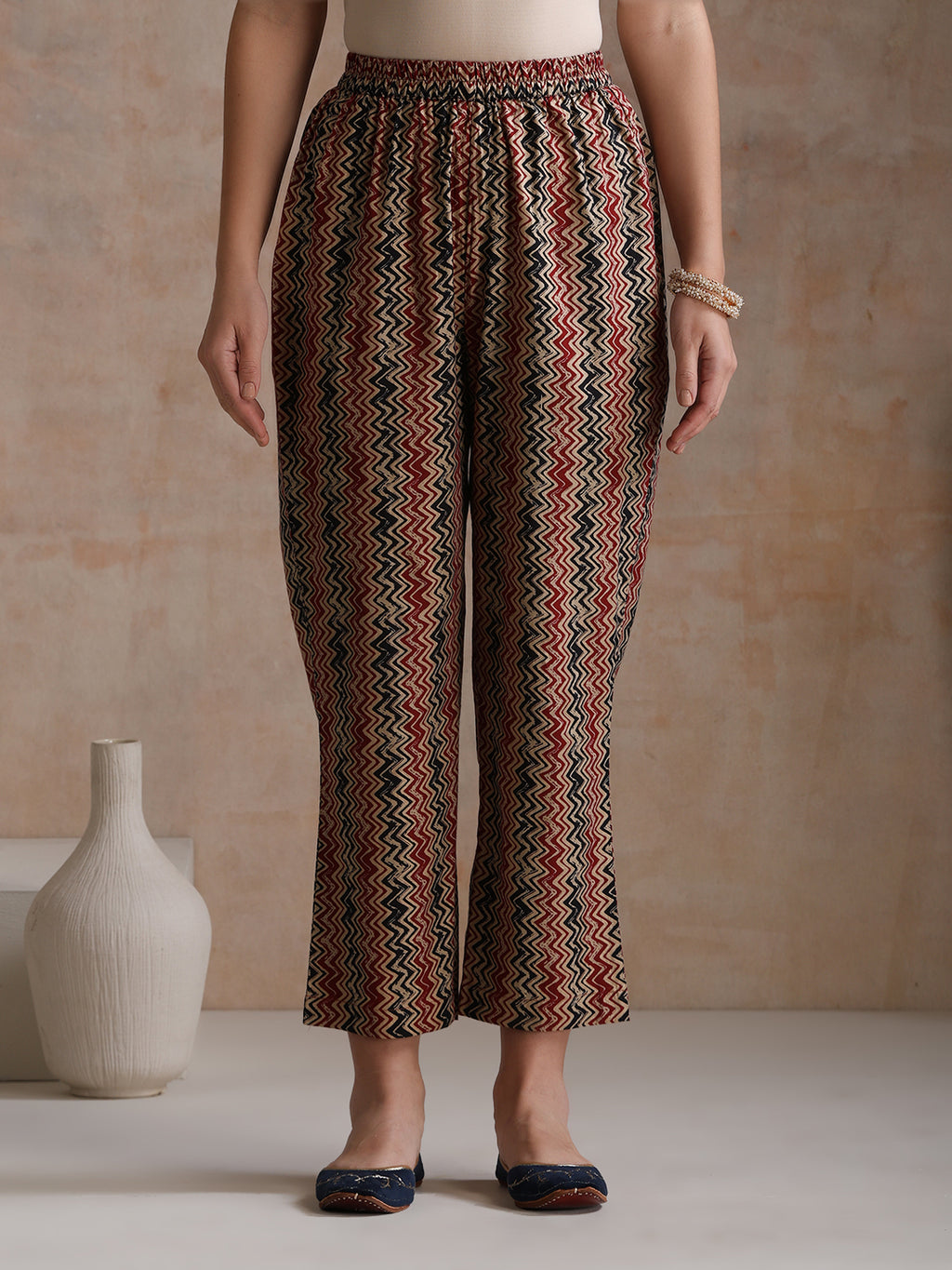 Floral Printed Mandarin Collar Pure Cotton Anarkali Kurta & Palazzos And Dupatta