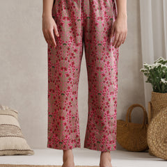 Floral Printed Cotton V-Neck Tunic With Trouser Co-Ords
