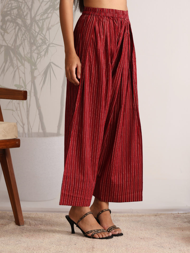 Khushal K Women Cotton kurti and Farshi Salwar with dupatta set - Maroon