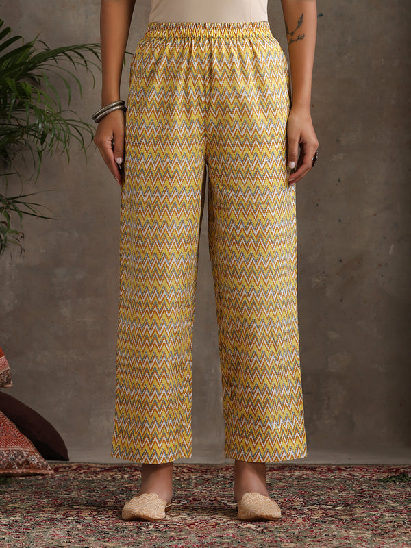 Floral Printed Pure Cotton Straight Kurta With Palazzos And Dupatta