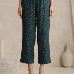 Ethnic Motifs Printed Mandarin Collar A-Line Kurta With Trousers And Dupatta