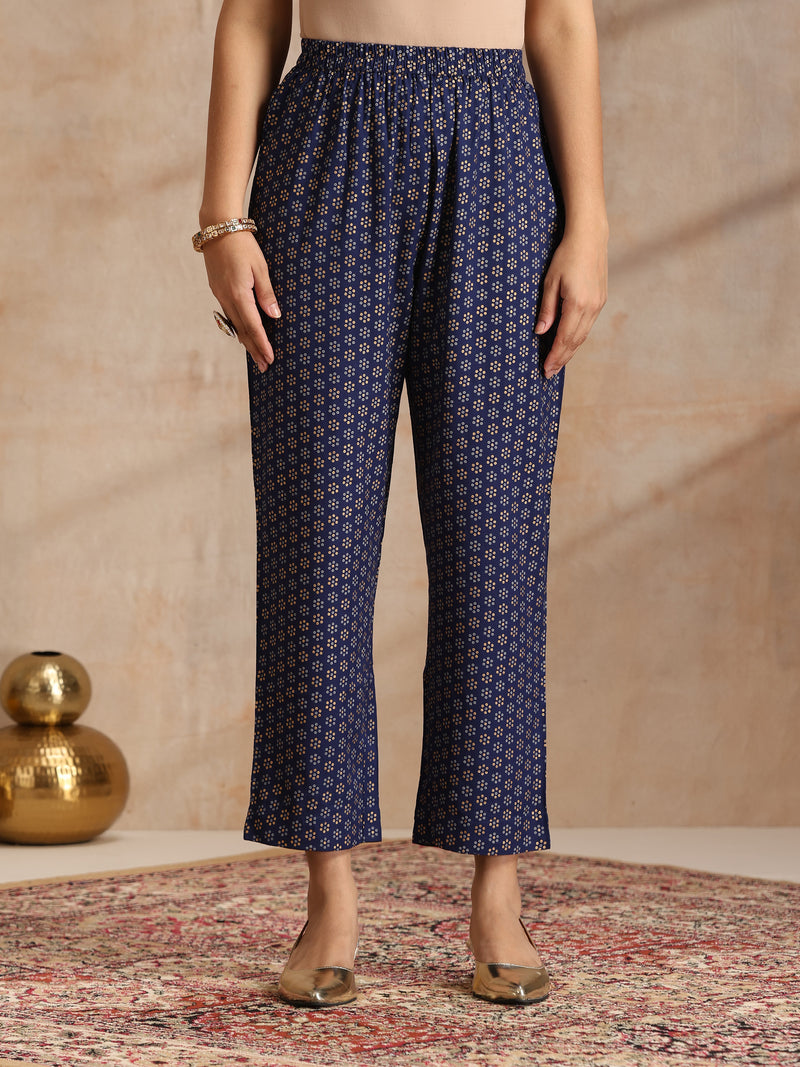 Ethnic Motifs Embroidered V-Neck Thread Work Kurta With Trousers & Dupatta