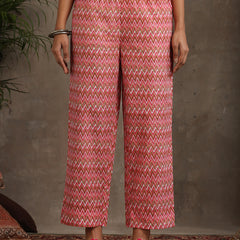 Floral Printed Mandarin Collar Pure Cotton A-Line Kurta With Palazzos & Dupatta