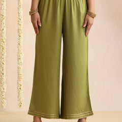 Women Woven Design Self Design Kurta with Palazzos