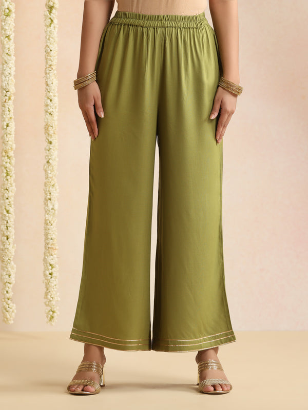Women Woven Design Self Design Kurta with Palazzos