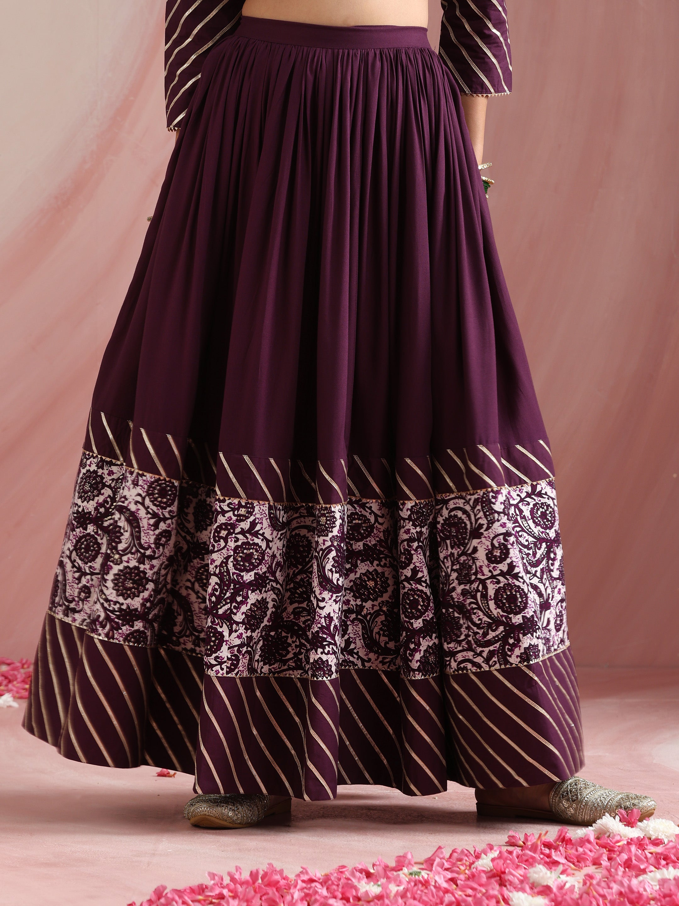 Floral Printed Gotta Patti Ready to Wear Lehenga & Choli With Dupatta