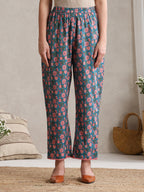 Floral Printed V-Neck Pure Cotton Kurta With Palazzos