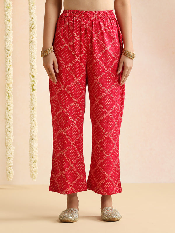 Women Bandhani Printed Kurta with Palazzos & Dupatta