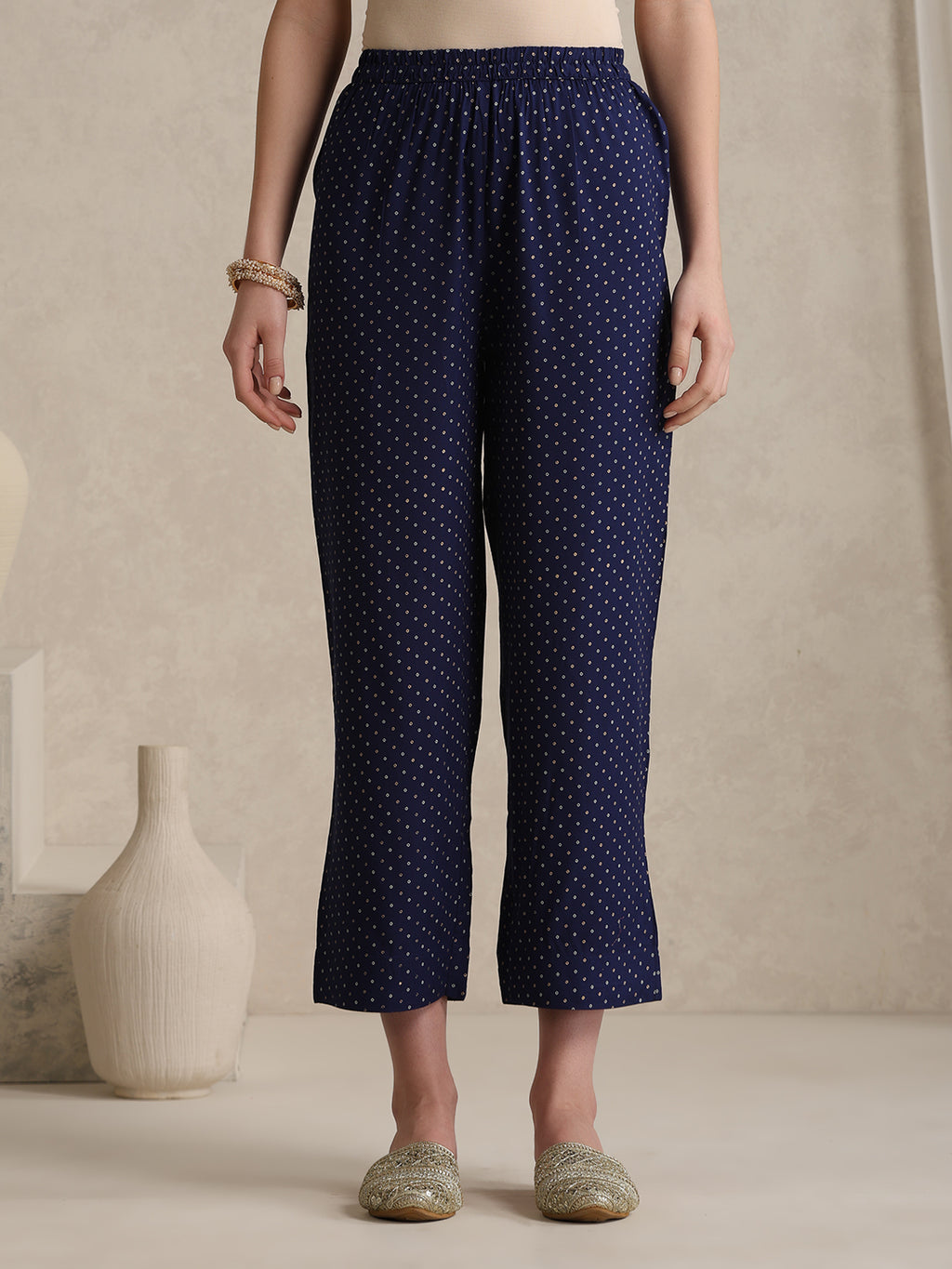 Floral Embroidered Sequinned Round Neck Anarkali Kurta With Palazzos & Dupatta