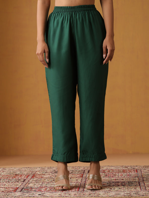 Khushal K Ethnic Motifs Embroidered Zari Notch Neck Straight Kurta set