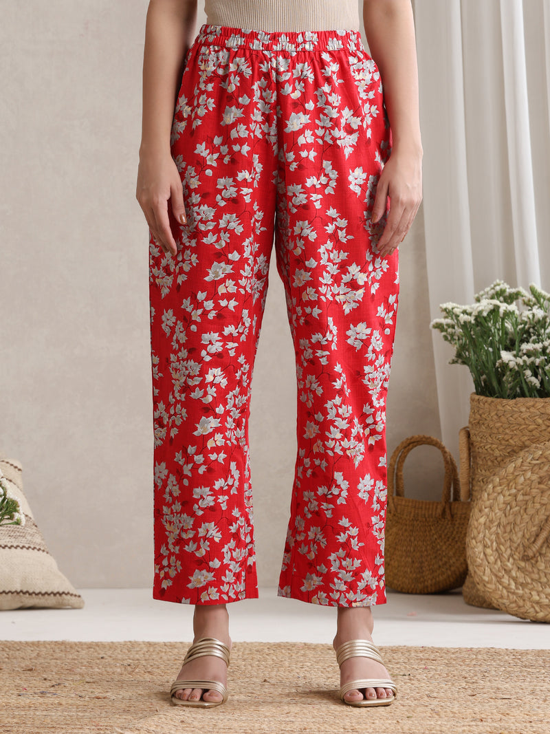 Red Floral & Polka Fusion Cotton Cord Set