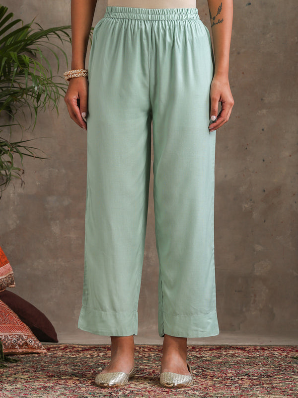 Ethnic Motifs Printed Panelled A-Line Pure Cotton Kurta with Palazzos & Dupatta