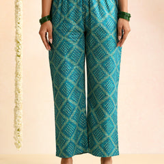 Turquoise & White Bandhani-Style Kurta Set
