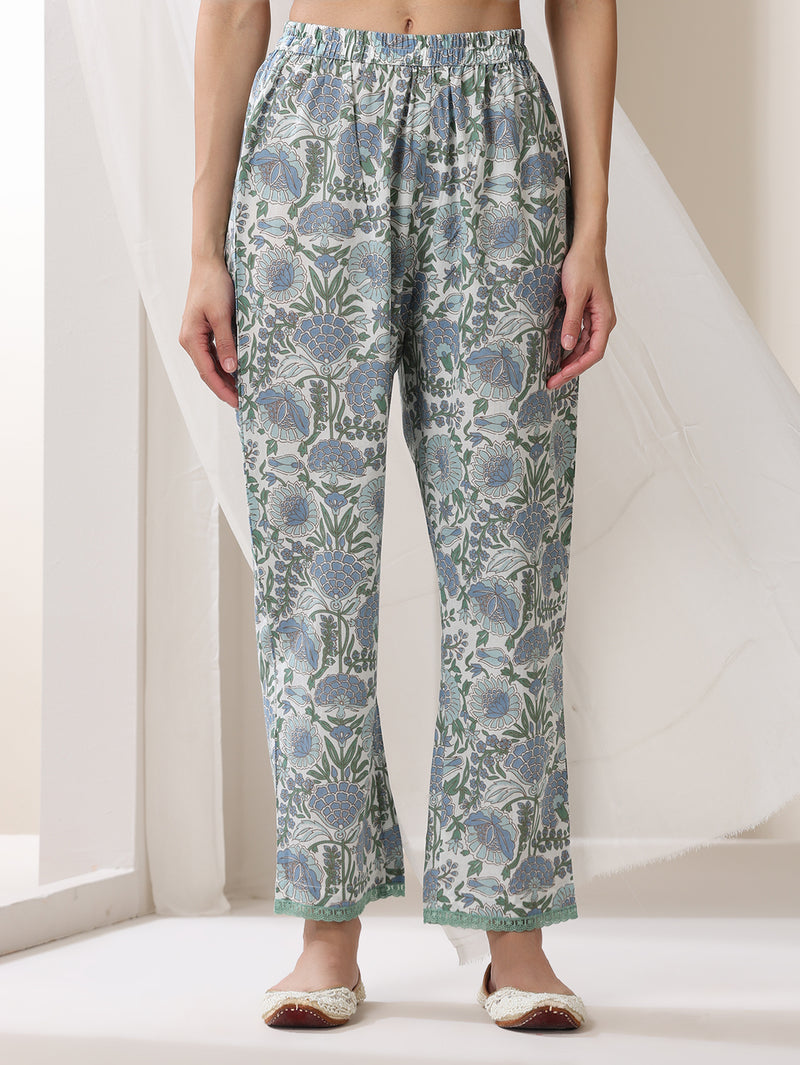 Women Floral Printed Regular Pure Cotton Kurta with Palazzos & With Dupatta