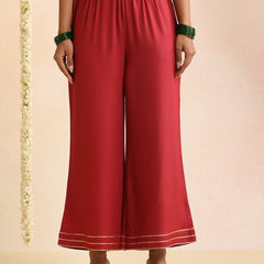 Ethnic Motifs Woven Design Thread Work A-Line Kurta With Palazzos