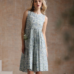 Floral Printed Cotton Fit & Flare Dress
