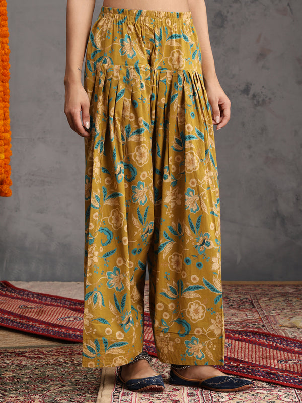 Khushal K Women Cotton Kurta Farsi Salwar Set - Mustard