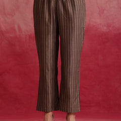 Printed Crop Top & Striped Pant Set with Jacket