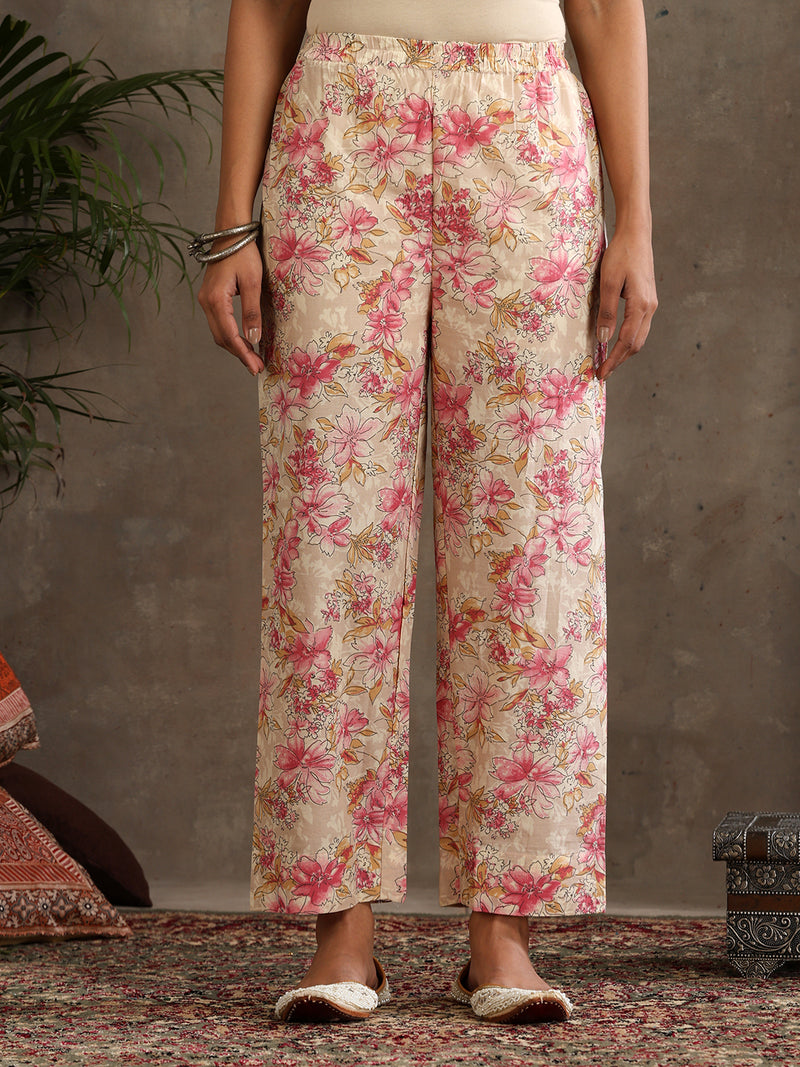 Women Floral Printed Regular Pure Cotton Kurta with Palazzos & With Dupatta