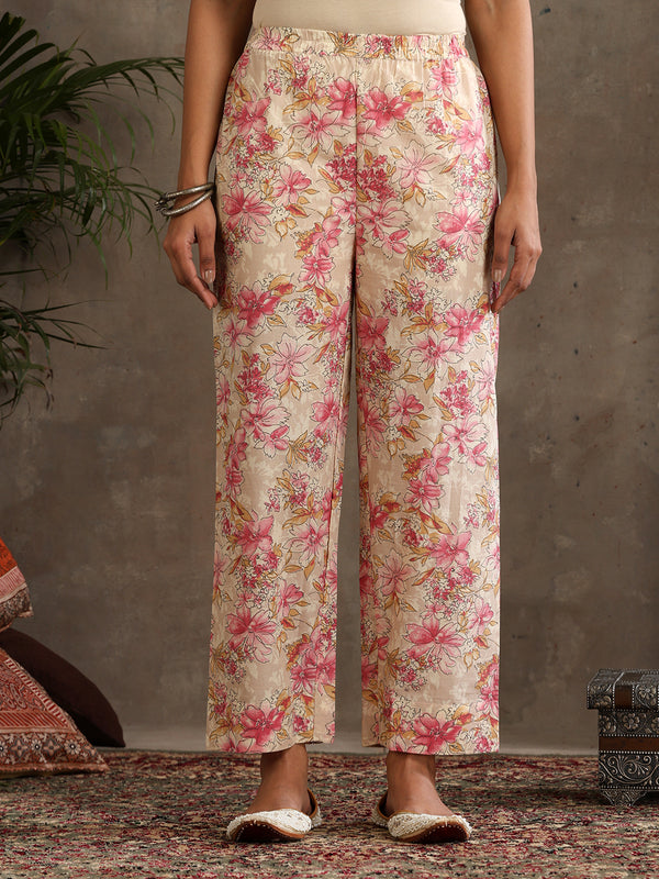 Women Floral Printed Regular Pure Cotton Kurta with Palazzos & With Dupatta