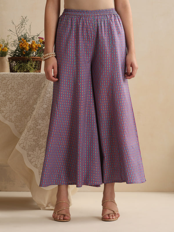 Khushal K Women Floral Printed Regular Pure Cotton Pink Kurta & Palazzo With Dupatta