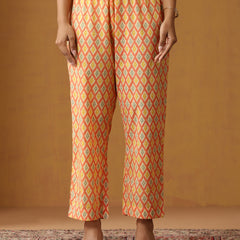 Geometric Printed Pure Cotton Straight Kurta With Palazzo And Dupatta