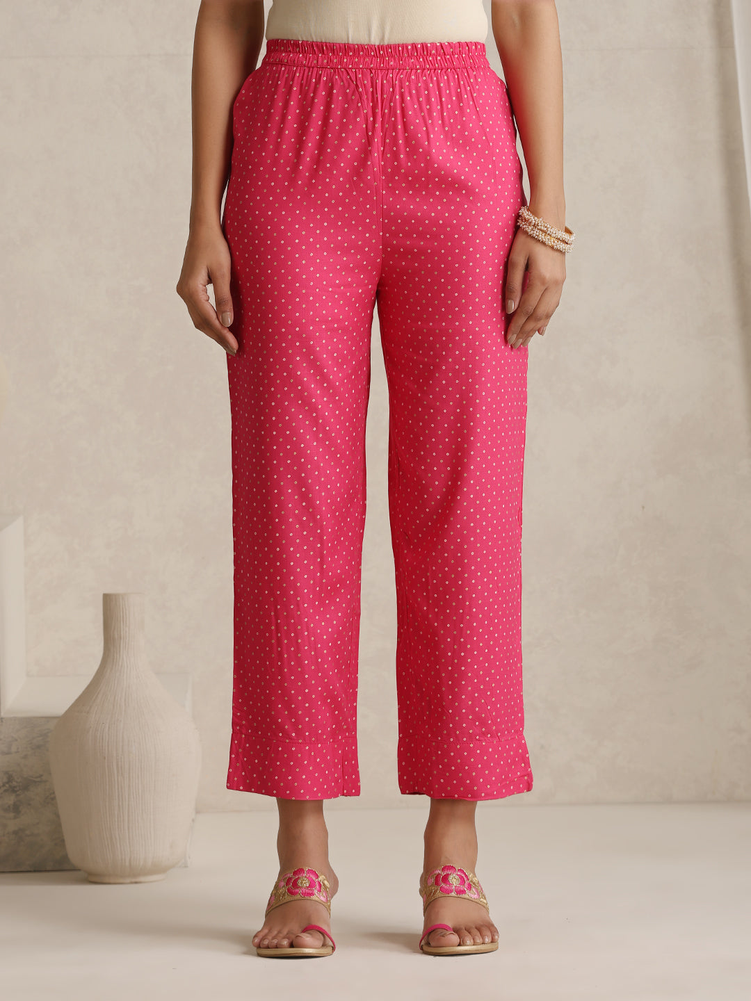 Floral Yoke Design V-Neck Thread Work A-Line Kurta With Trousers And Dupatta