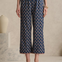 Floral Printed V-Neck Pure Cotton Kurta With Palazzos And Dupatta