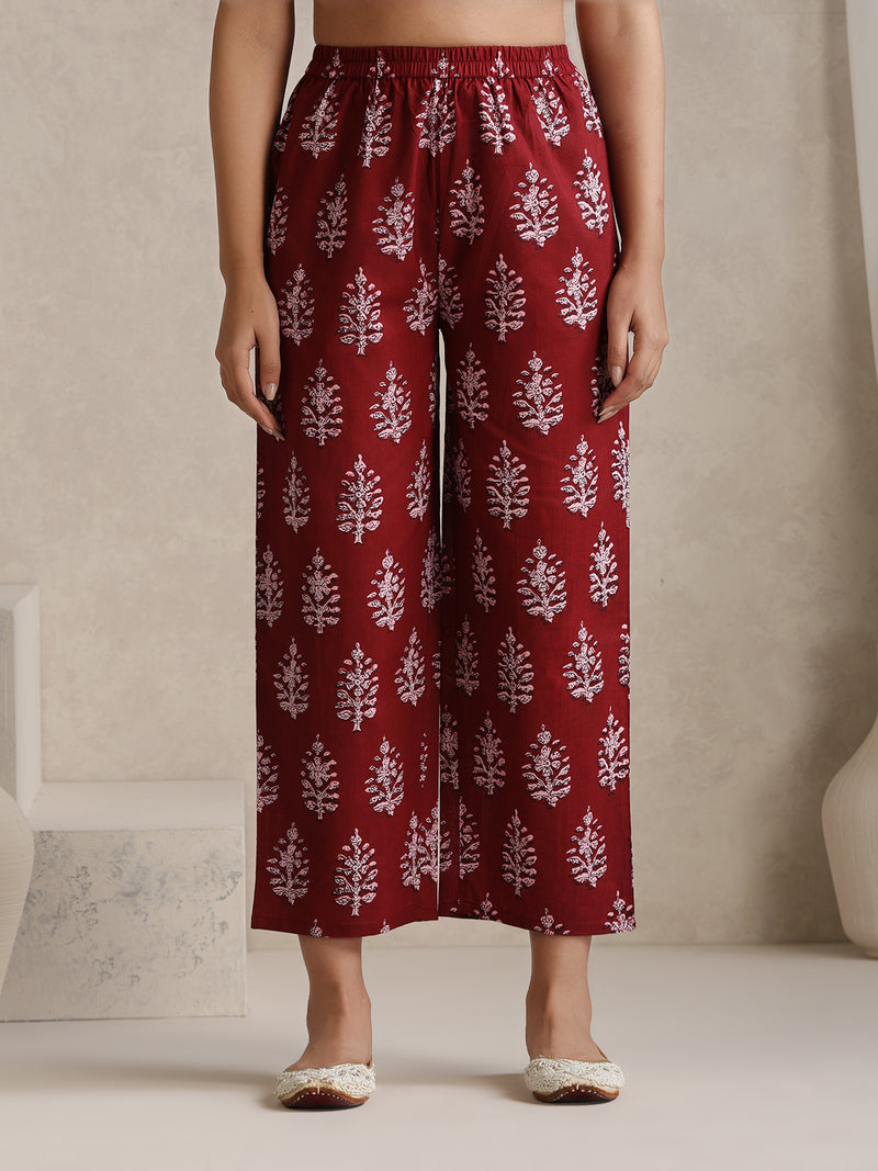 Khushal K Floral Printed V-Neck Pure Cotton Kurta set