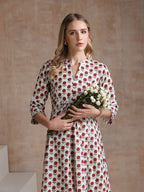 Khushal Women Polka Dot Print A-Line Midi Dress