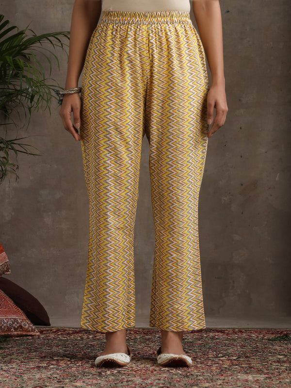 Floral Printed Pure Cotton Straight Kurta With Palazzos And Dupatta