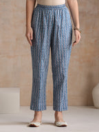 Ethnic Motifs Printed V-Neck Anarkali Pure Cotton Kurta With Trousers & Dupatta