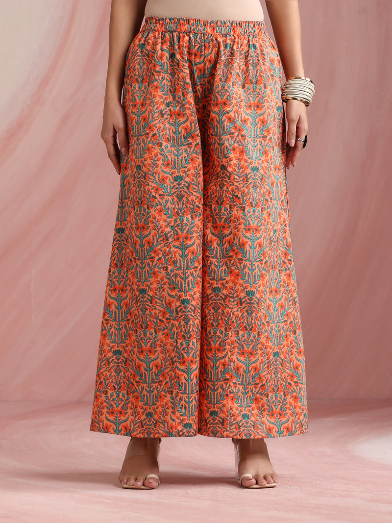 Ethnic Motifs Embroidered Round Neck Thread Work Kurta With Palazzos & Dupatta
