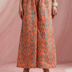 Ethnic Motifs Embroidered Round Neck Thread Work Kurta With Palazzos & Dupatta