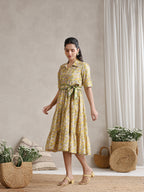 Women Floral Print Shirt Dress