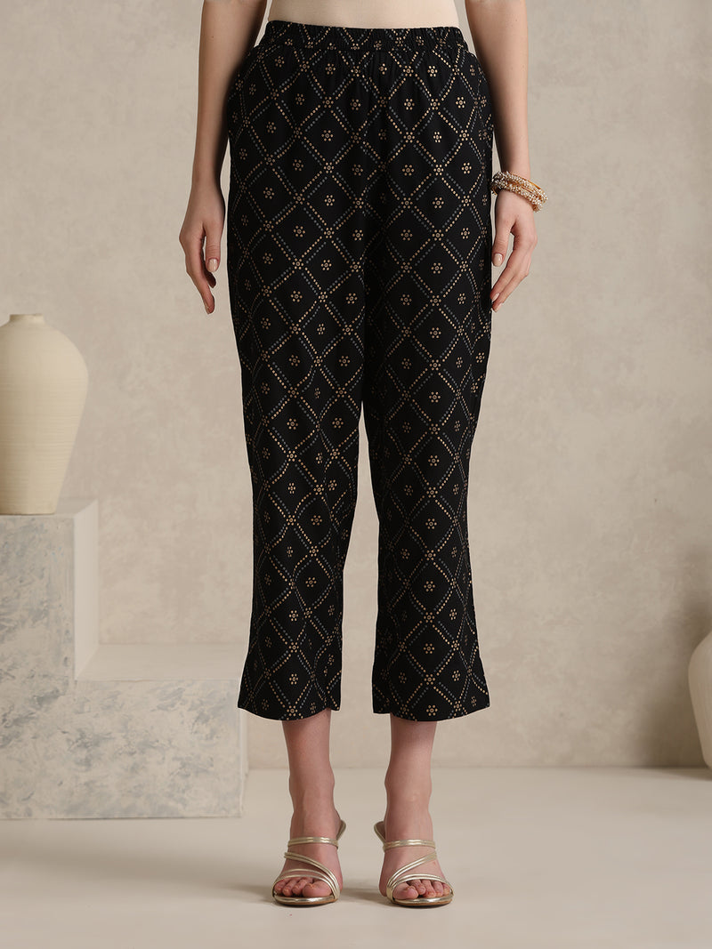 Black printed Kurta with Palazzos with dupatta