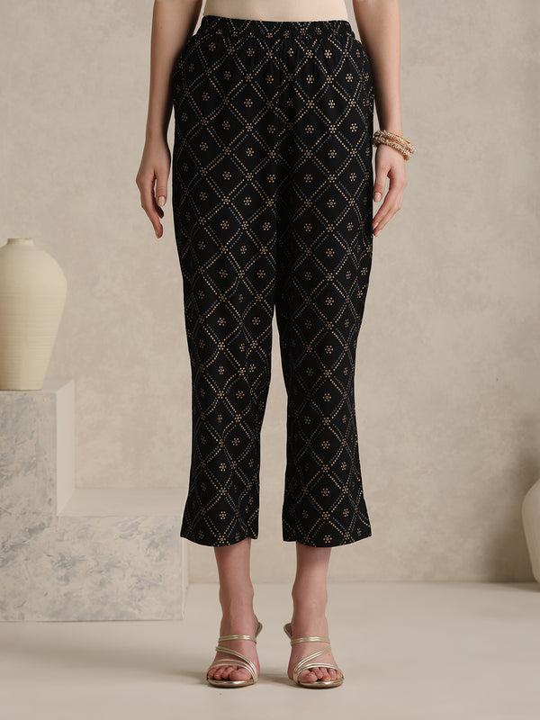 Black printed Kurta with Palazzos with dupatta