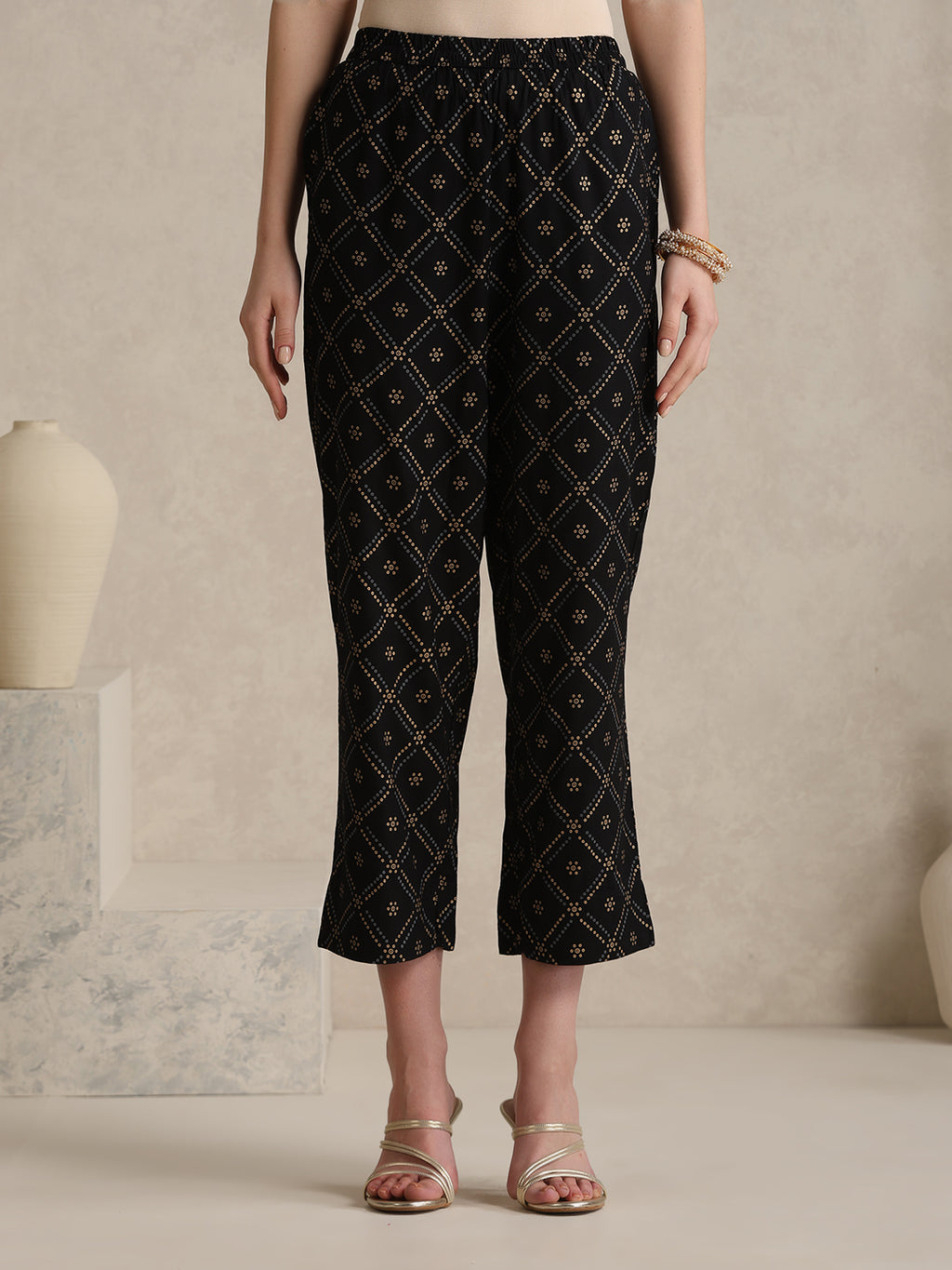 Black printed Kurta with Palazzos with dupatta