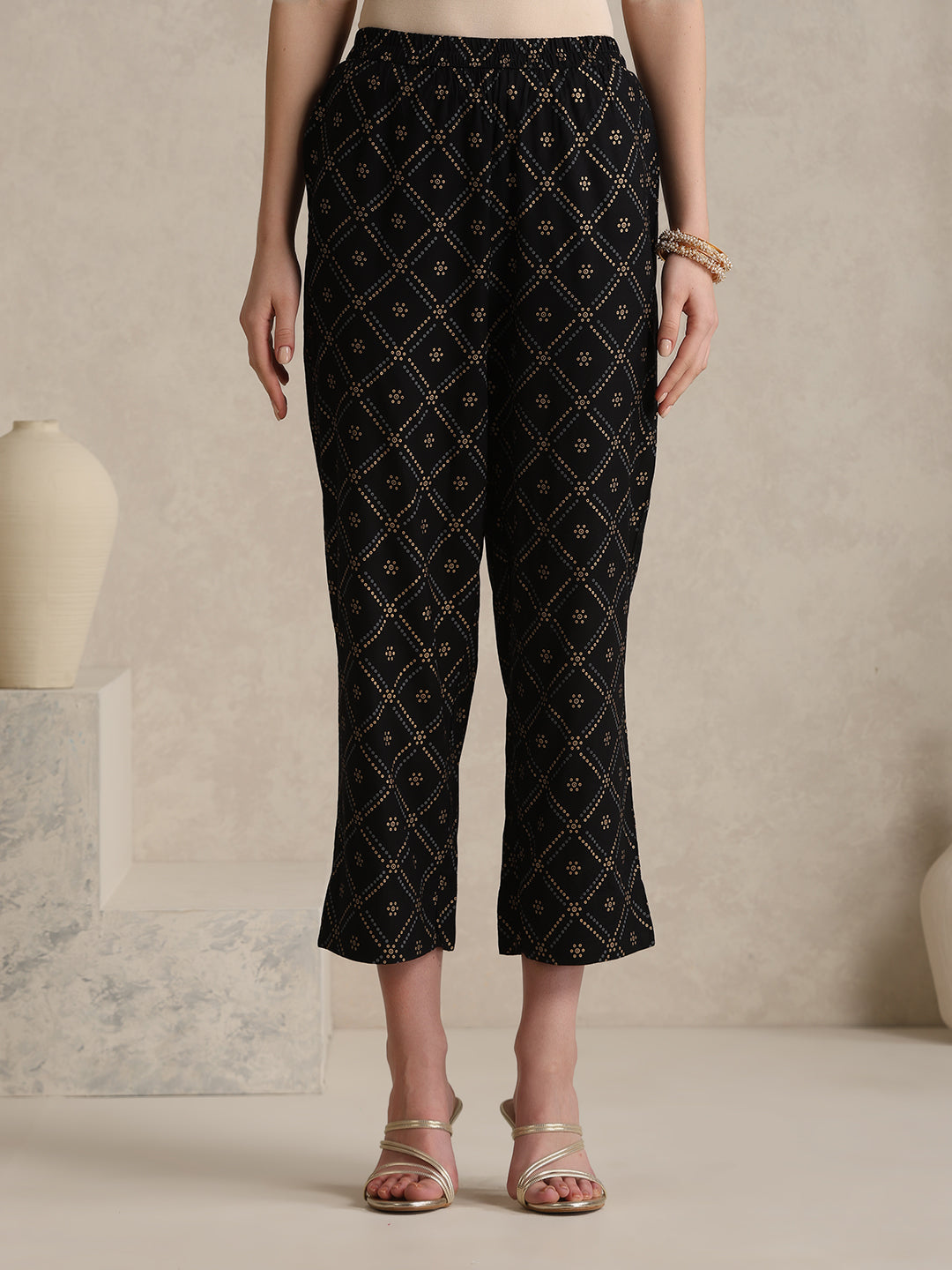 Black printed Kurta with Palazzos with dupatta