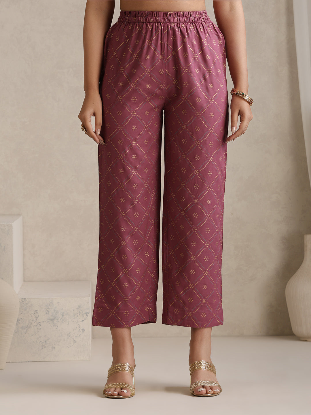 Pink printed Kurta with Palazzos with dupatta