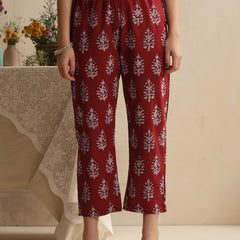 Khushal K Floral Printed V-Neck Pure Cotton Kurta set