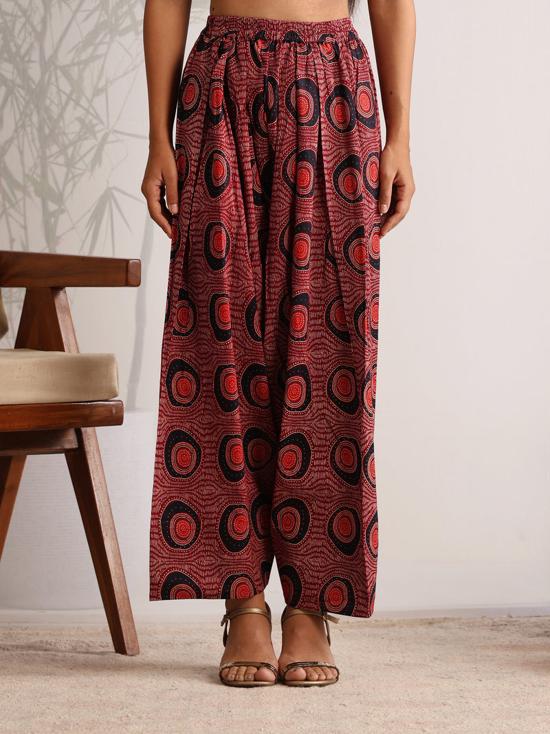 Khushal K Women Cotton kurti and Farshi Salwar with dupatta set - Maroon