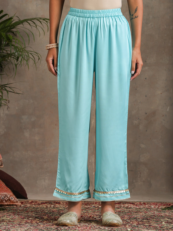 Khushal K Women Embroidered Pleated Gotta Patti Kurta set